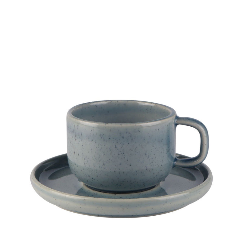 Mesa Ceramics - Mesa Ceramics Uno Speckle Blue Stoneware Tea Cup and Saucer 225ml