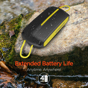 Hypergear - Speaker Bluetooth 10W Waterproof IPX4 Hands Free Music + Calls - Hang Cord Great For Shower - On The Water Camping 4HR Battery Life - Yellow