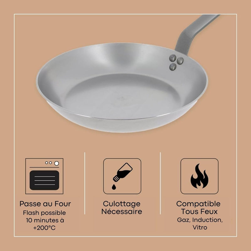 Debuyer - Mineral B Element, Steel, Frypan 26cm, Round - Limolin 