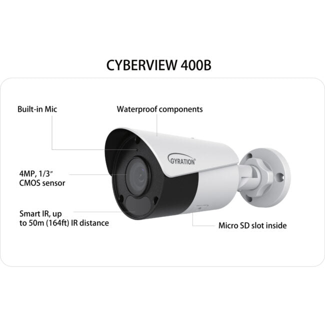 Gyration - Outdoor Network Camera CYBERVIEW 400B 4MP IR Fixed Bullet