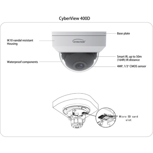 Gyration - Outdoor Network Camera CYBERVIEW 400D 4MP IR Fixed Dome