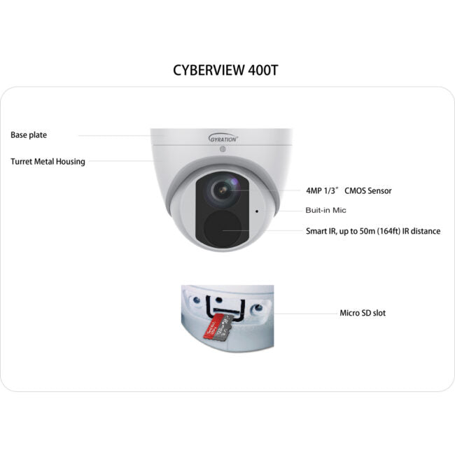 Gyration - Outdoor Network Camera CYBERVIEW 400T 4MP IR Fixed Turret