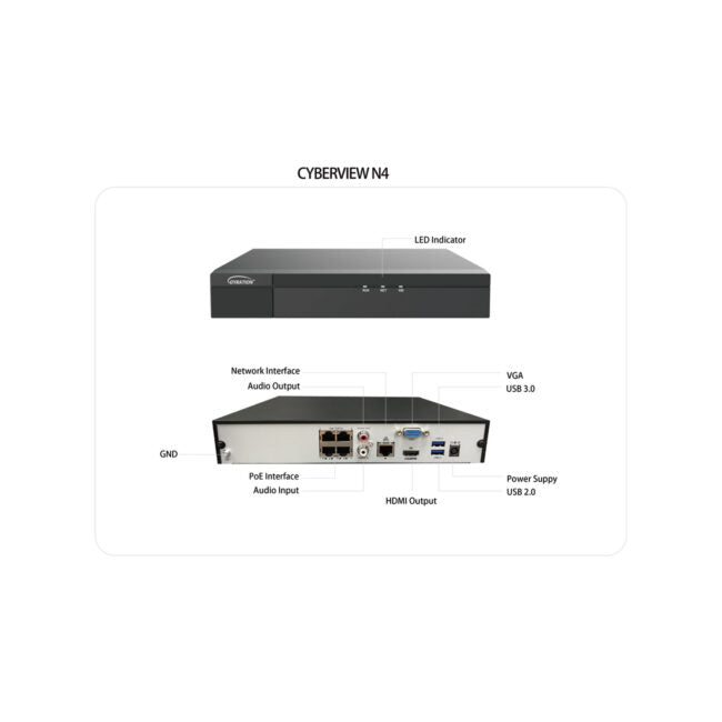 Gyration - Network Video Recorder (NVR) CYBERVIEW N4 with PoE 4-Channel Input