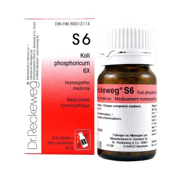 Dr Reckeweg - S6 - Kali phos 6X - 200 tablets/comprimes - 20 g - Limolin 