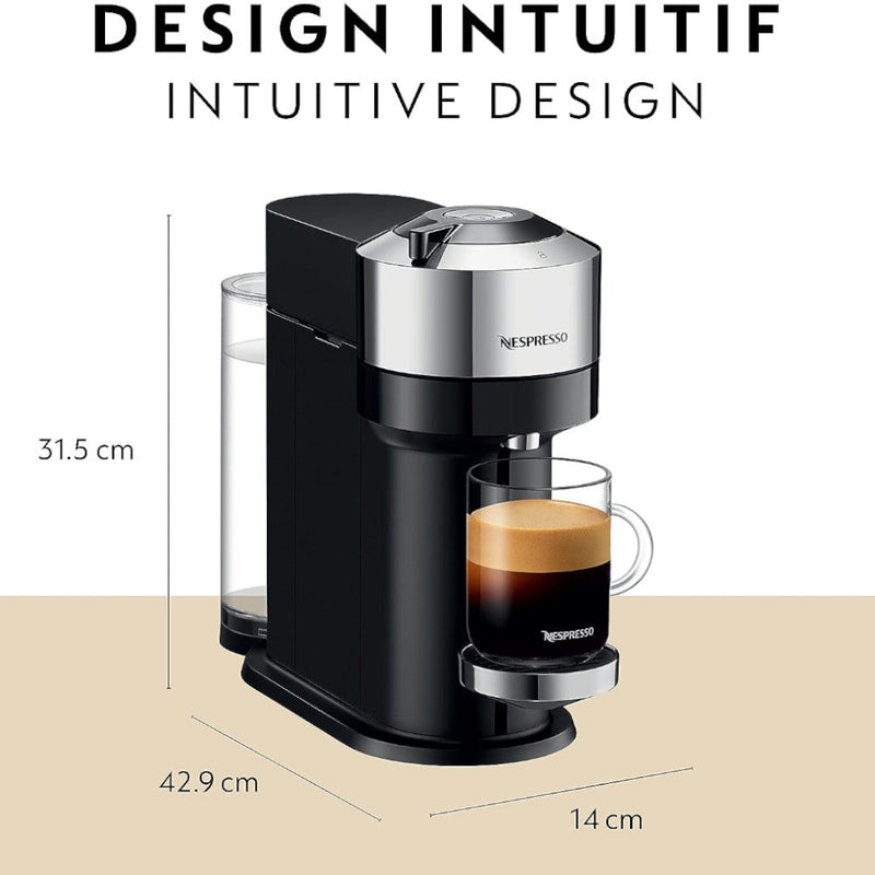 Nespresso Vertuo Next ENV120, Chrome — Factory Serviced
