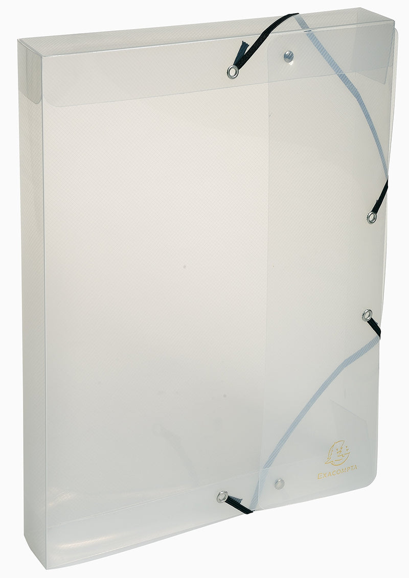 EXACOMPTA - ELASTICATED PP FILING BOX CRYSTAL 40MM SPINE A4 - CRYSTAL - Limolin 