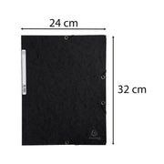 EXACOMPTA - EXACOMPTA ELASTICATED FOLDER, 3-FLAP, 400GSM PRESSBOARD, A4 - BLACK - Limolin 