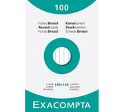 EXACOMPTA - PK100 EXA REC CARD 10X15CM LINED WHITE - WHITE - Limolin 