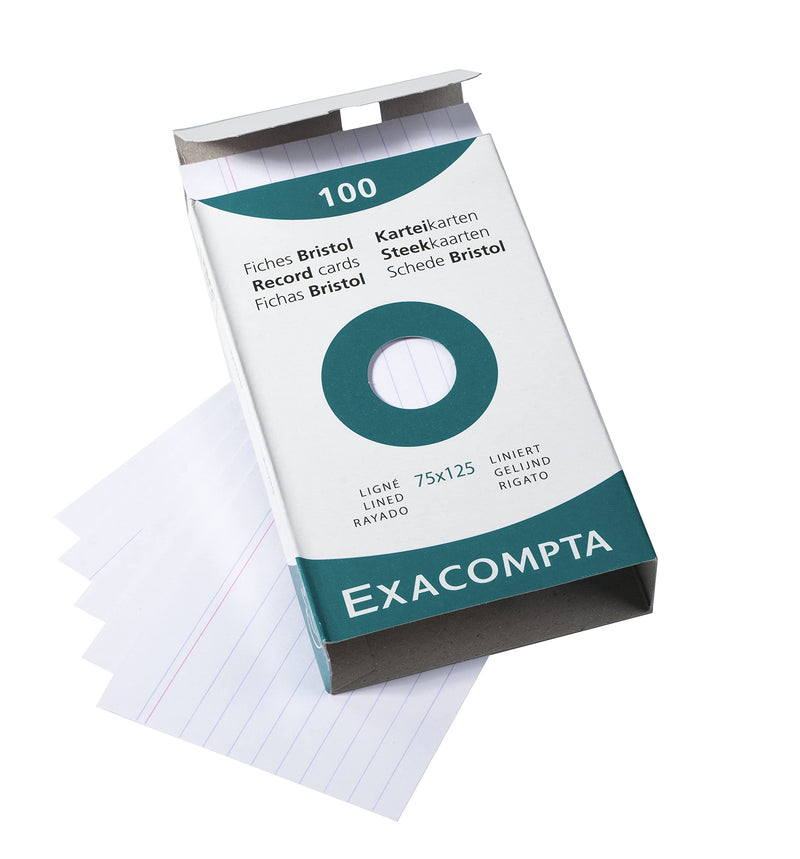 EXACOMPTA - PK100 EXA REC CARD 7.5X12.5 LINED WHITE - WHITE - Limolin 