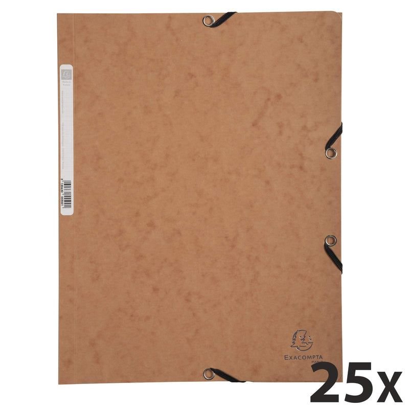 EXACOMPTA - Tan Soft Card Folder 3 Flaps + Elast 24x32cm - Limolin 