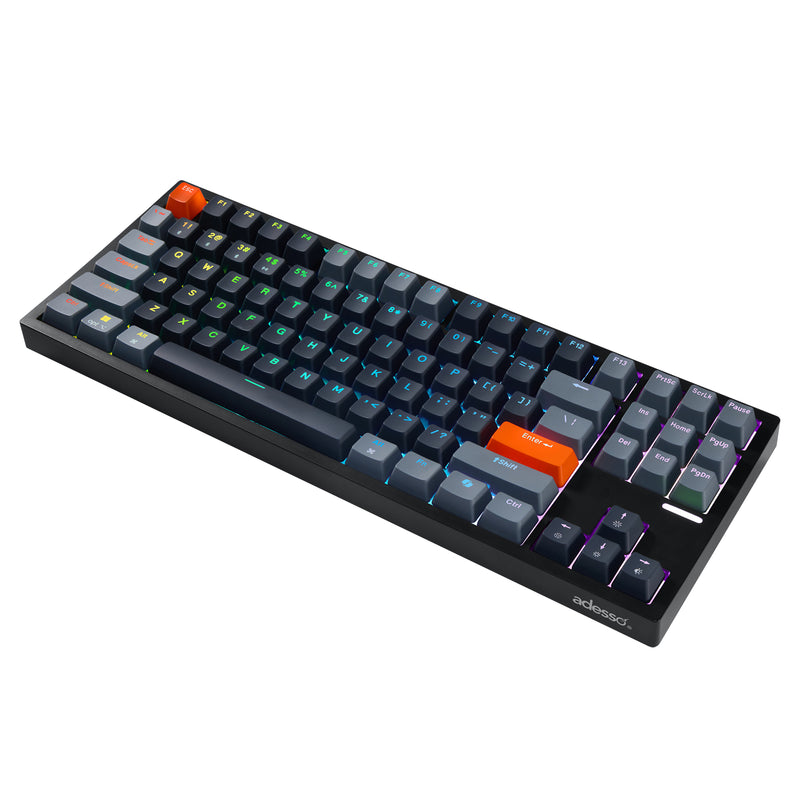 Adesso - Wired/Wireless/Bluetooth Multi-OS Illuminated Mechanical QMK VIA Compact Keyboard With CoPilot Ai Hotkey (Red Switch)