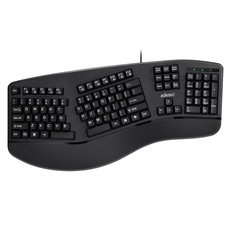 Adesso - Multi OS 2X Large Print Illuminated Ergonomic Mechanical Keyboard (USB/Brown switch)