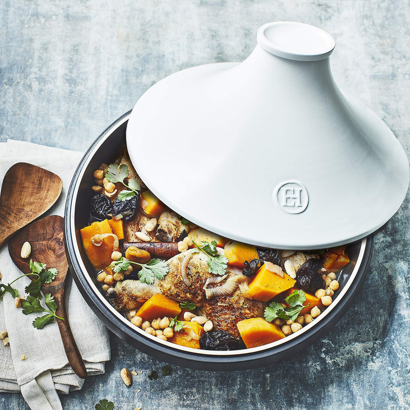 Emile Henry DELIGHT, ARDOISE, Tagine, White Lid, 4L - Limolin 