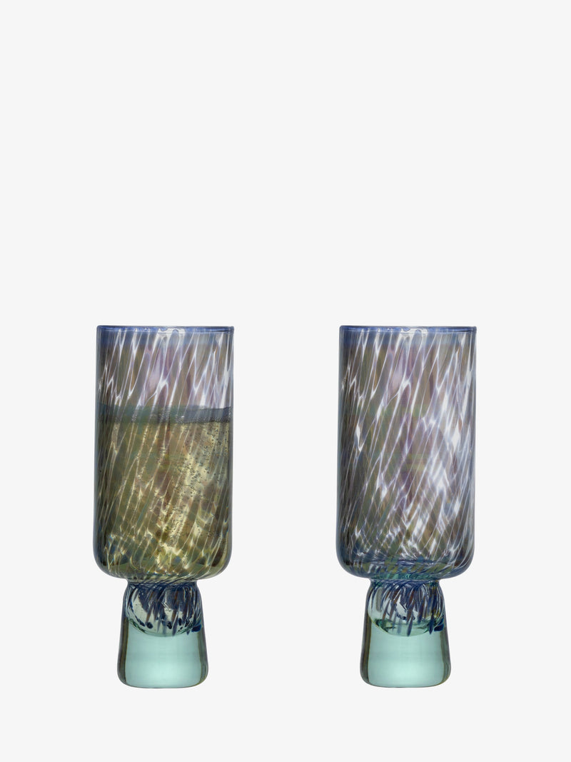 LSA - Sea Glass - Champagne Flutes (Set of 2) | 240 mL - Ocean Blues - detail or setting view