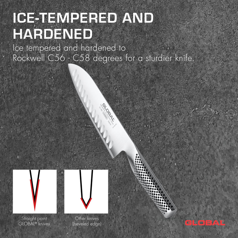 Global - Santoku Knife Fluted 18cm/7" (G48) - Limolin 