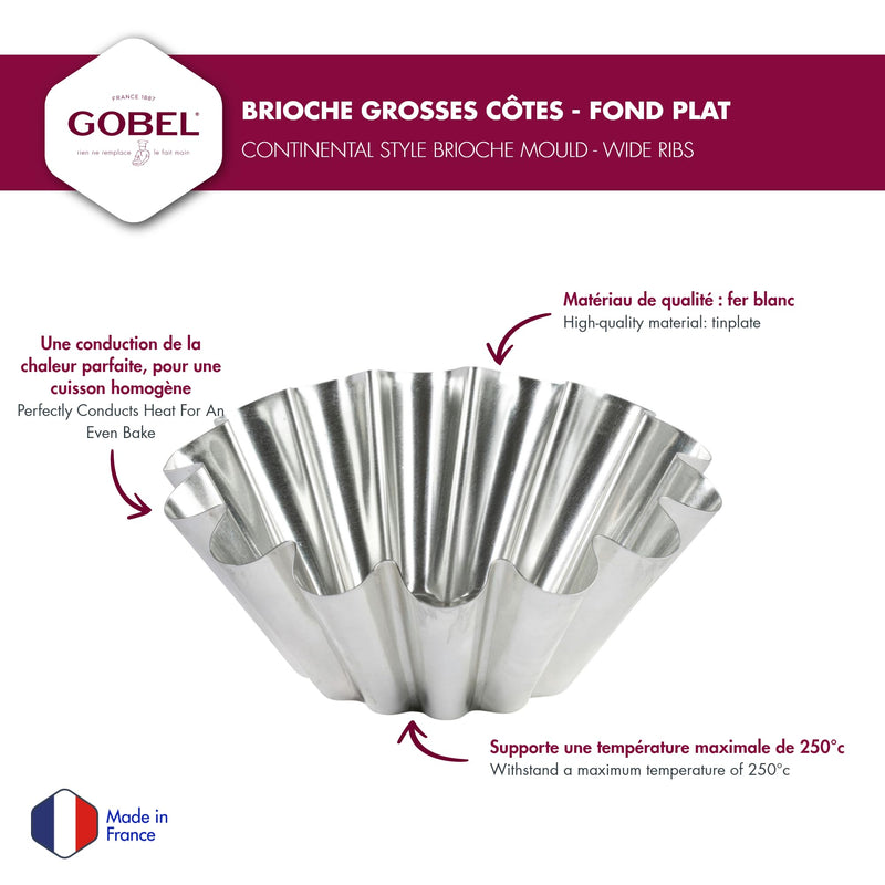 Gobel - Brioche Large Mold/Wide Ribs 22x8.7cm/8.7x3.4" Tin - Limolin 