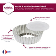 Gobel - Quiche Mold LB w/Narrow Ribs 15x4cm/6x1.6" Tin - Limolin 