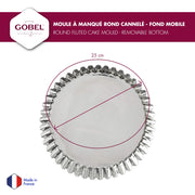Gobel - Quiche Mold LB w/Narrow Ribs 25x5cm/10x2" Tin - Limolin 
