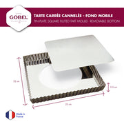 Gobel - Tart Mold LB Fluted Square 23x2.5cm/9x9x1" Tin - Limolin 