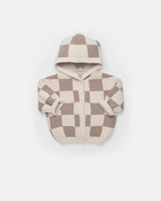 Hooded Cardigan - Checkers Fuzzy