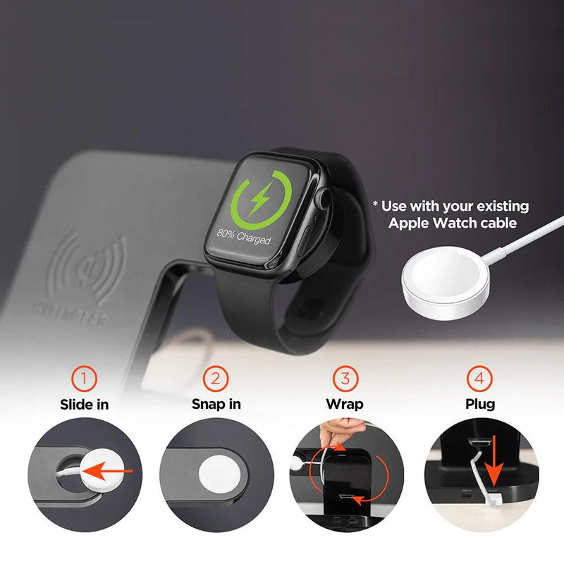 HyperGear - 3-In-1 Wireless Charging Dock With 10W Wireless Fast Charge | Black - Limolin 