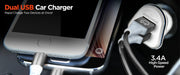 HyperGear - Car Charger 2 Port Usb-A 34Amp Rapid Charge - White - Limolin 