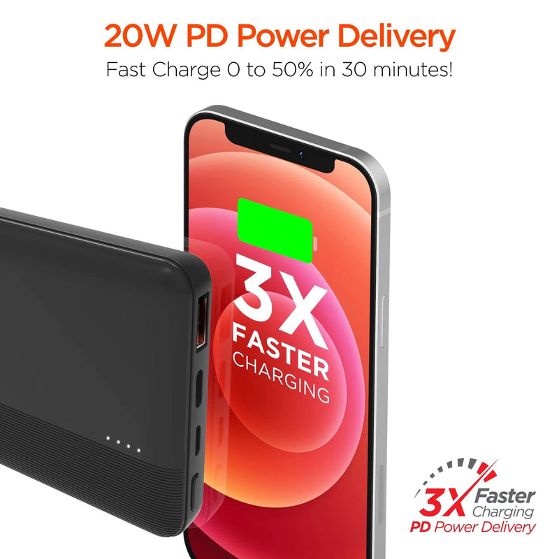 HyperGear - Fast Charge Power Bank With 20W Usb-C Pd | Black | 10,000Mah - Limolin 
