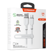 HyperGear - Flexi Pro Usb To Usb-C Soft-Touch Silicone Charge & Sync Cable | 10Ft | White - Limolin 