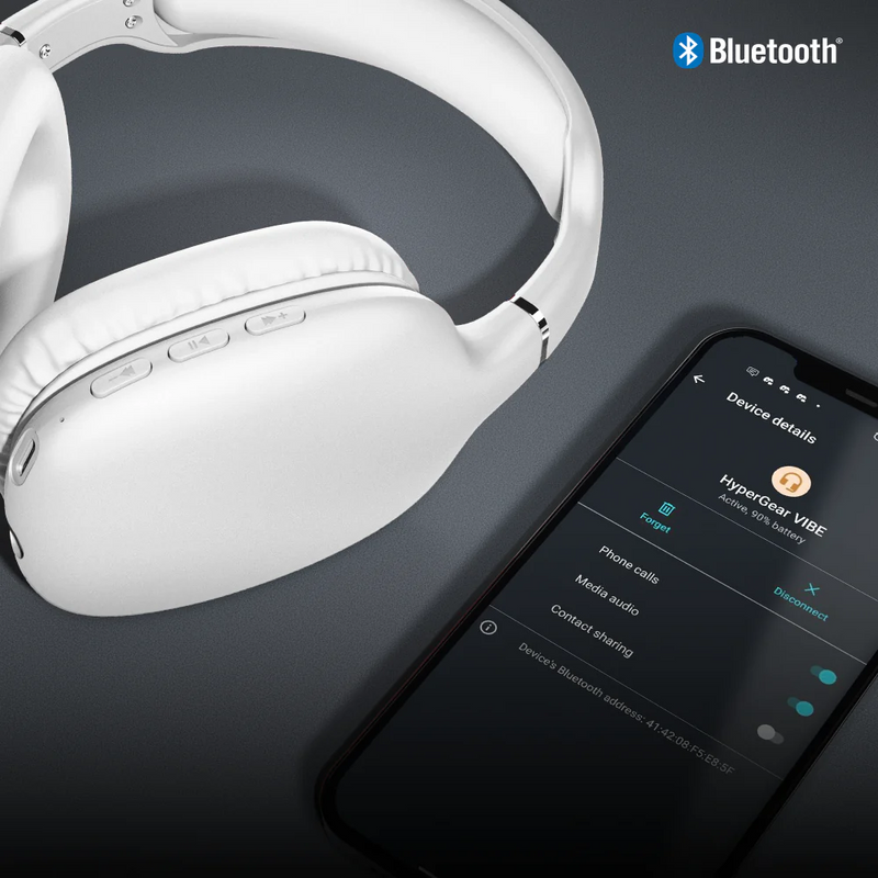 HyperGear - Headphones Bluetooth Vibe Over The Ear - White - Limolin 