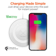 HyperGear - Qi Wireless Charging Pad 15W Fast Charge Includes Charging Cable And Wall Charger - White - Limolin 