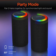 HyperGear - Speaker Bluetooth Halo 14W Led Light Ring 6 Modes Ipx6 - Bt / Microsd / Aux Inputs - Black - Limolin 