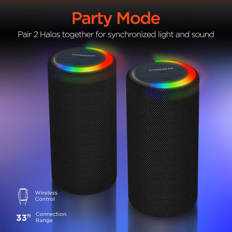 HyperGear - Speaker Bluetooth Halo 14W Led Light Ring 6 Modes Ipx6 - Bt / Microsd / Aux Inputs - Black - Limolin 