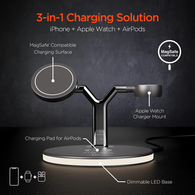 HyperGear - Wireless Charging Stand 3 In 1 - Black - Limolin 