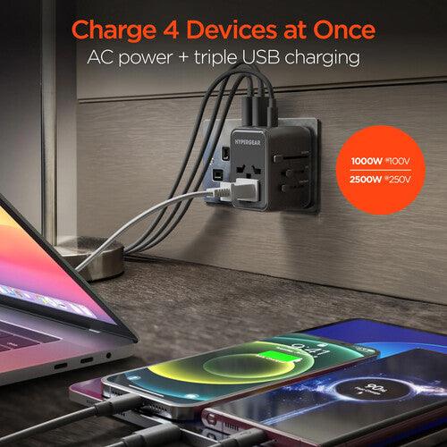HyperGear - Worldcharge Universal Travel Adapter With Usb-C | Black - Limolin 