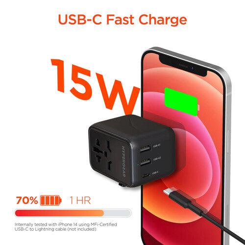 HyperGear - Worldcharge Universal Travel Adapter With Usb-C | Black - Limolin 