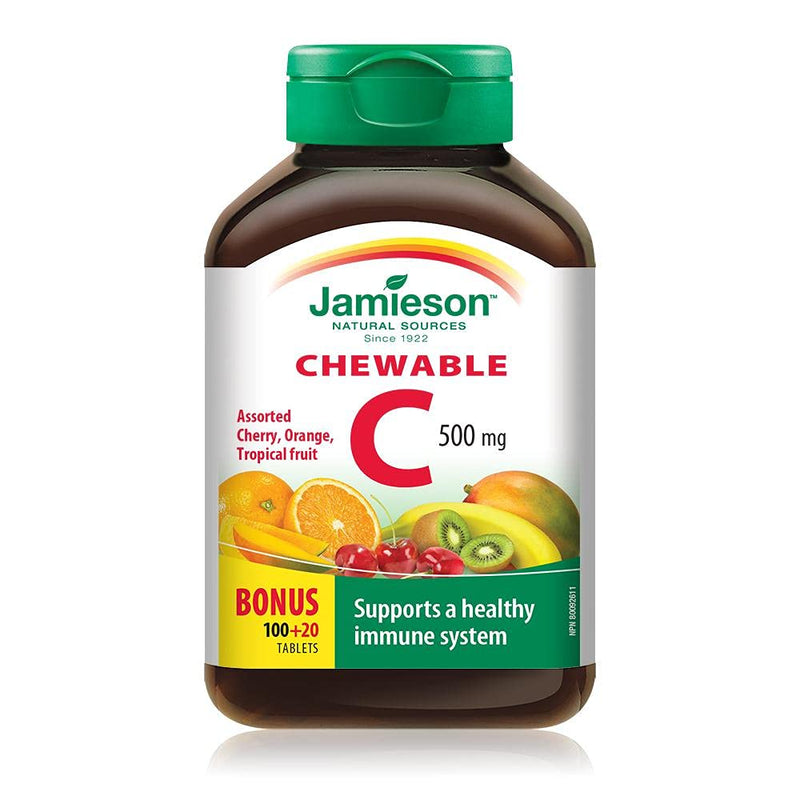 Jamieson - Vit. C 500mg Chew - Mixed 3 Flavour 100's+20's Free - Limolin 