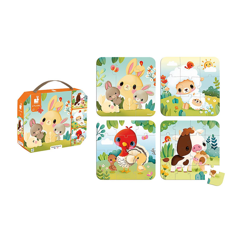 Janod - 4 In 1 Progressive Puzzles- Farm: Animals - Limolin 