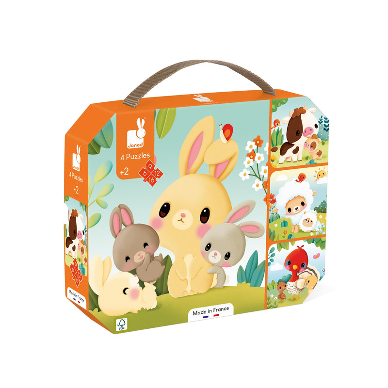 Janod - 4 In 1 Progressive Puzzles- Farm: Animals - Limolin 