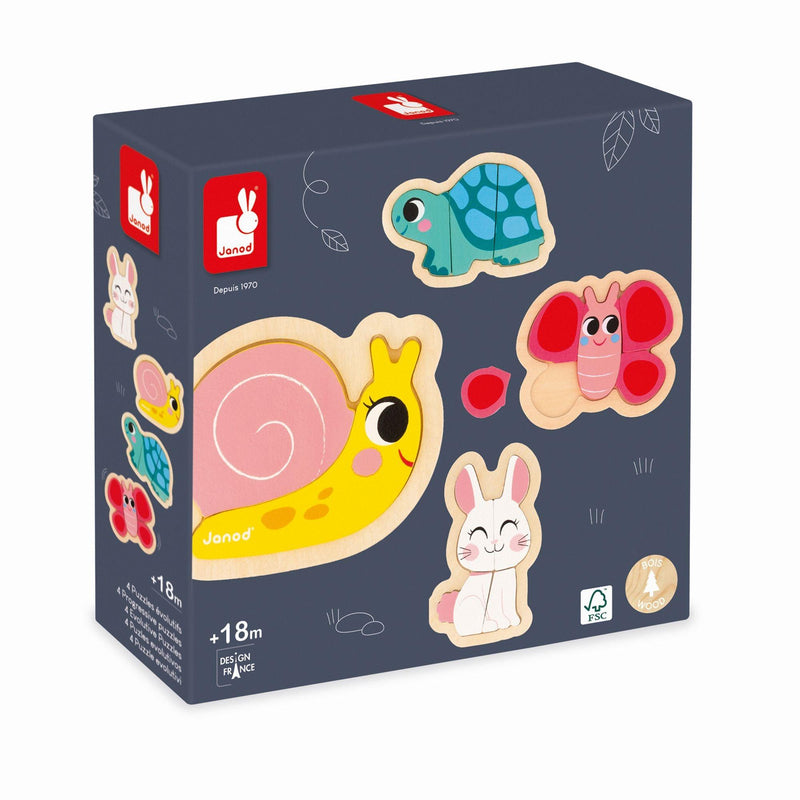 Janod - 4 Progressive Puzzles - Garden - Limolin 