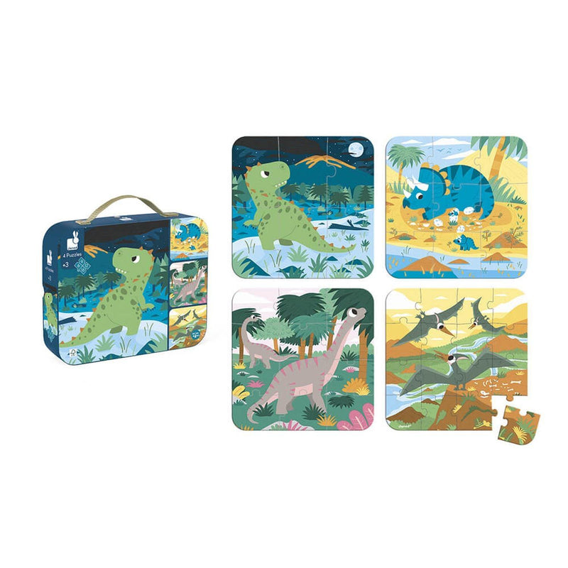 Janod - 4 in 1 Progressive Puzzles - Dinosaurs - Limolin 