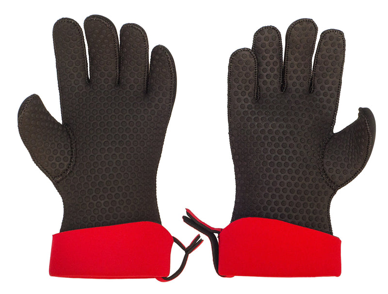Kitchen Grips - Glove 5-Finger Large 28cm/11" Cherry/Blk FLXaPrene 2pc Set - Limolin 