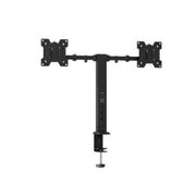 Klipxtreme - Dual Monitor Mount Desk Clamp with Integrated AC Outlets x3 1x USB-A & 1x USB-C Power Ports Monitors up to 32In Flat or Curved - Black - Limolin 