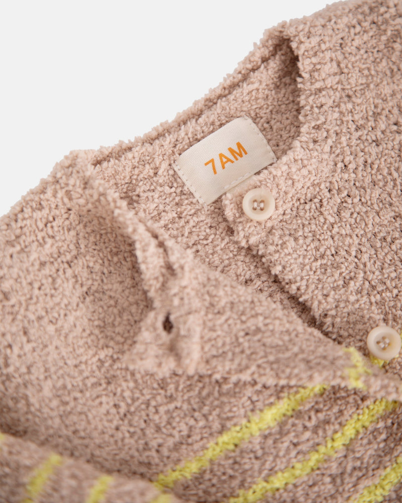 7AM Enfant - Long Sleeve Striped Jumpsuit - Fuzzy