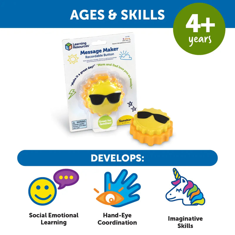 Learning Resources - Message Maker Recordable Button (Sun) - Limolin 