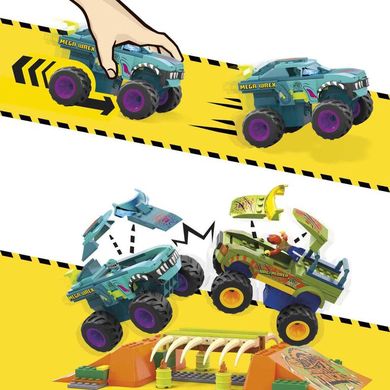 Mattel - MEGA BLOCKS - Hot Wheels Monster Trucks Snc Mega Wrex Boneyard Stunt Course - Limolin 