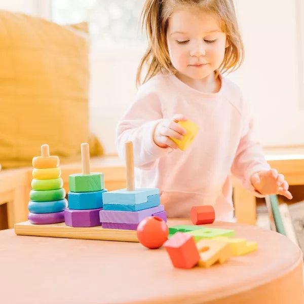 Melissa & Doug - 3Pc Geometric Rainbow Stacker (6L) - Limolin 