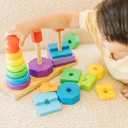 Melissa & Doug - 3Pc Geometric Rainbow Stacker (6L) - Limolin 
