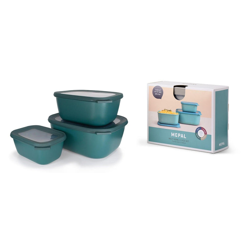 Mepal - Cirqula Multi-Bowl Deep Rectangular 3-Part Set - Limolin 