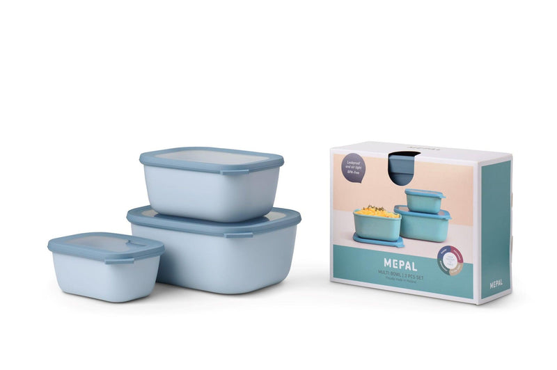 Mepal - Cirqula Multi-Bowl Deep Rectangular 3-Part Set - Limolin 