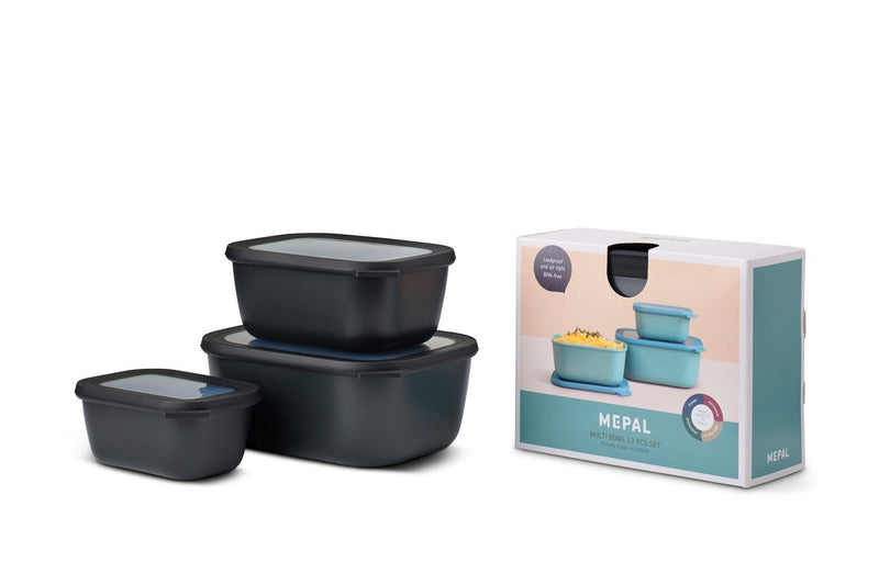Mepal - Cirqula Multi-Bowl Deep Rectangular 3-Part Set - Limolin 